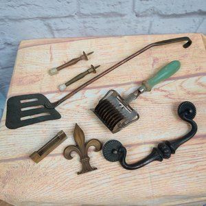 Vintage to now junk drawer lot rustic farmhouse decor pasta spatula primitive